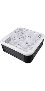 Dallas 6 - Person 82 - Jet Acrylic Hot Tub with LED Lights, Ozonator, and Cover in Ice White