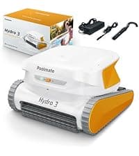 Poolmate Hydro 3 Robotic Pool Cleaner for Inground/Above Ground Pools, 150W Cordless Pool Vacuum, Max 200min Runtime, 4.1L Filter Basket, Auto Waterline/Wall Cleaning, Max 1076 sq.ft Coverage