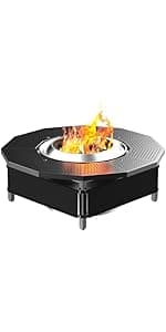 Fire Pit Surround Tabletop for Solo Stove Bonfire Ranger 2.0, with UV-Resistant Outdoor Fabric, Thick Metal Black