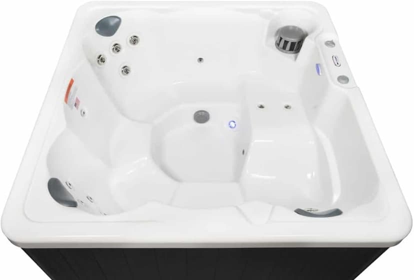 Hudson Bay HB19 6-Person Hot Tub with 19 Therapy Jets and Digital Controls – White Acrylic Interior and Mocha Exterior Cabinet - Ideal for Backyard Relaxation and Hydrotherapy