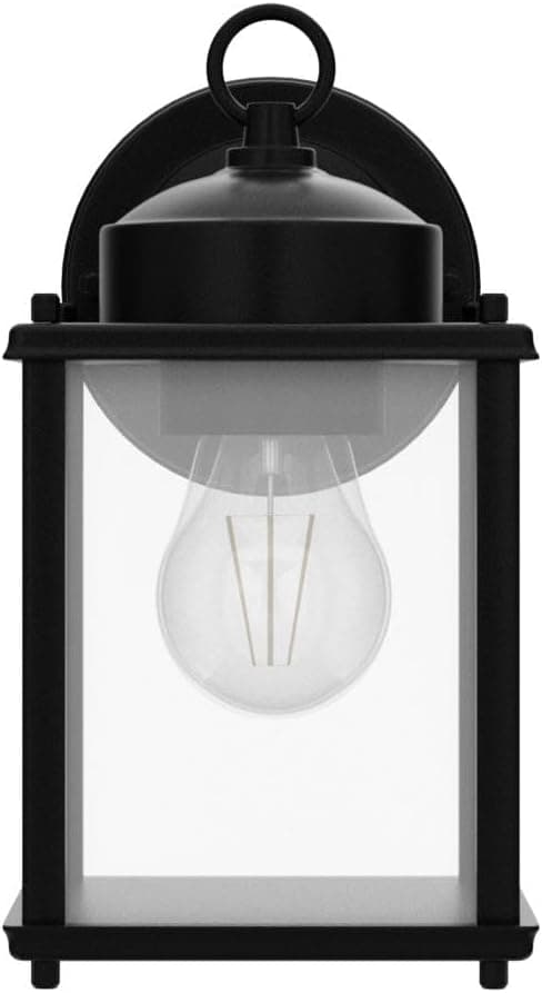 Outdoor Wall Lantern, Exterior Waterproof Wall Sconce Light Fixtures, Black Front Door Wall Lighting with Clear Beveled Glass Shade, 2 Pack