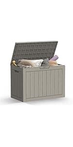 31 Gallon Deck Box, Outdoor Storage Box Waterproof, Outside Resin Storage Bin for Outdoor Patio Furniture Cushions, Pool Supplies, Garden Tools, UV-Resistant and Weatherproof, Light Brown