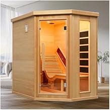 Far Infrared Wood Sauna, 1 or 2 Person Home Canadian Hemlock Luxurious Wooden Traditional Indoor Sauna, 2300W Spa Room with Recliner, 8 Heating Element, Bluetooth Speaker, Lights, Oxygen Bar