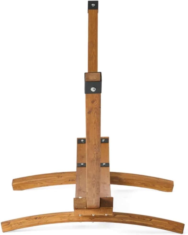 Wodden Hammock Base Larch Wood 2 Person 350 Pound Capacity Arc Stand Hammock Teak Finish 55" Dx164:Wx49 H (Stand Only)