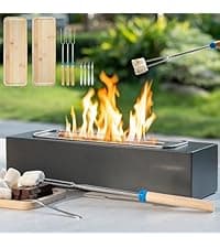 Tabletop Fire Pit with Smores Kit, Table Top Firepit Smores Maker, Portable Outdoor Fireplace Tabletop, Decor Home Patio Gifts for Women Mom Him Men - Mothers Day White Elephant Unique Gift, Black