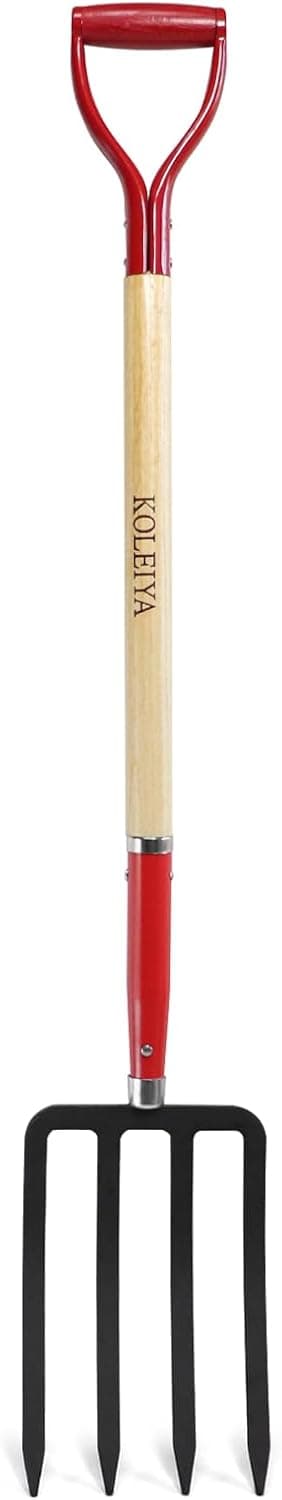 Garden Fork,4 Tine Digging Fork,Pitch Fork for Gardening,Steel Y-Grip,Wood Handel,45Inch