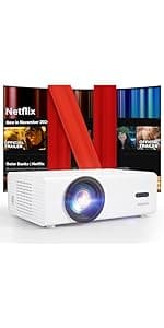 Mini Projector with WiFi and Bluetooth, AKIYO 1080P Supported Projector with Projector Stand, Portable Movie Projector for Home Theater/Outdoor, Compatible with iOS/Android/Laptop/TV Stick/HDMI/PS5