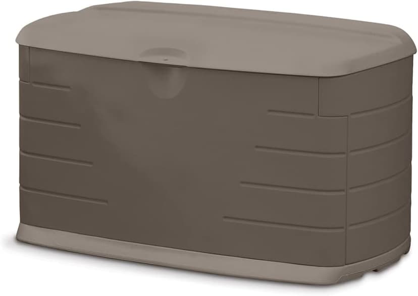 Rubbermaid Medium Resin Outdoor Storage Deck Box (73 Gal), Weather Resistant, Brown, Deck Organization for Home/Backyard/Pool Chemicals/Toys/Garden Tools/Porch/Patio Cushions