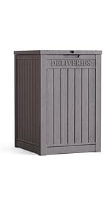 230 Gallon Lockable Resin Deck Box, Waterproof Outdoor Storage Box for Patio Furniture, Garden Tools, Pool Accessories, UV-Resistant Outside Delivery Brown