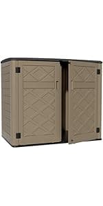 ZZM 4x2.5 FT Outdoor Storage Shed, Resin Waterproof Storage Cabinet for Garden Tools with Lockable Lid,Latch (Coffee)