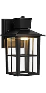 Brightever Outdoor Lanterns, 2-Pack Exterior Light Fixtures, Waterproof Anti-Rust Black Wall Mount Lights, Small E26 Socket Outside Lights for House, Front Porch, Playhouse, Garage