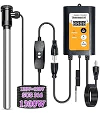 1300W 110-120V Submersible Immersion Water Heater - Portable Bucket Heater for Hot Tubs/Bathtubs/Small Pools, 316SS GFCI Leakage Protection Plug Water Heater with Adjustable Temp & Rustproof