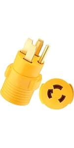 Kanayu Generator to Welder Adapter Compatible with Nema L14-30p to 6-50r 30 Amp 4 Prong Lock Male Plug to 3 Prong Female Receptacle Adapter Dryer Ev Charger Power Cord Connector 250v(Yellow)