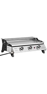 Royal Gourmet PD1301S Portable 24-Inch 3-Burner Table Top Gas Grill Griddle with Cover, 25,500 BTUs, Outdoor Cooking Camping or Tailgating, Black