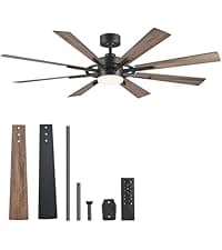 VONLUCE Ceiling Fans with Lights, 52 Inch Ceiling Fan and Remote, 6 Speed Reversible Noiseless DC Motor, 3CCT, Wood Ceiling Fan for Outdoor Indoor Farmhouse Patios, Walnut