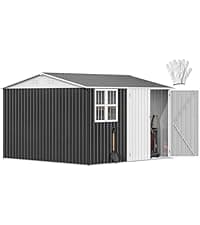 DWVO 6x4ft Storage Shed for Outdoors, Metal Sturdy Weatherproof Tool Locker with Secure Door and Ventilation for Equipment, Mowers, Bikes, Outdoor Spaces, Dark Gray