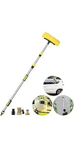 Buyplus Adjustable Garden Leaf Rake - 24 to 63 Inch Telescopic Metal Expandable Folding Leaves Rake for Lawn Yard, Flowers Beds, Black