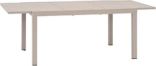 Soleil Jardin Aluminum Patio Extendable Dining Table, 59" - 83", Adjustable Indoor Outdoor Furniture Rectangle Table for 6-8 Person Porch Deck Garden, Flaxen
