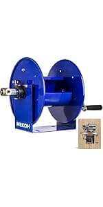 Heavy Duty Power Washer Hose Reel - 50ftx3/8' / 65ftx1/4', M22-14 Fitting, Wall/Trailer/Van Mount, Manual Crank