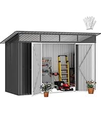 DWVO 6x4ft Outdoor Storage Shed, Weatherproof Tool Shed w/Locking Entry & Ventilation for Grass Cutter, Bike, Equipment, Courtyard, Garden (Dark Gray)