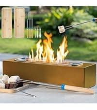 Tabletop Fire Pit with Smores Kit, Table Top Firepit Smores Maker, Portable Outdoor Fireplace Tabletop, Decor Home Patio Gifts for Women Mom Him Men - Mothers Day White Elephant Unique Gift, Black
