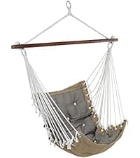 Sunnydaze Outdoor Hammock Chair Swing - Hanging Hammock Swing - Hanging Reading Chair - Soft-Spun Polyester Rope - Caribbean XL - Tan