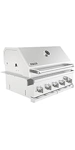 Spire Premium 5 Burner Built In Gas Grill Island Head, Stainless Steel 30 Inch Propane Grill with Rear Burner, 63,000 BTUs, 750 SQ In Racks, Dual Fuel Compatibility - 740-0788P