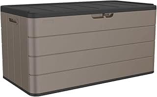 100 Gallon Elegant Pro Edition Lockable Resin Deck Box, Waterproof & UV-Resistant Outdoor Storage Box for Outdoor Cushion Storage, Tools Storage and Outdoor Delivery, Coffee