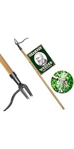 Grampa's Metal Weeder - Stand Up Weed Puller Tool with Steel Long Handle - Made with All Steel Handle & 4-Claw Steel Head - Easily Remove Weeds Without Bending, Pulling, or Kneeling (Black)
