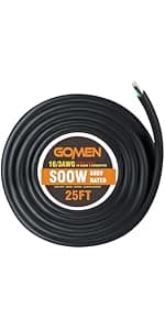 GOMEN 12 Inch 30 Amp to 110 Volt Adapter, 4 Prong 10 Gauge STW Generator RV Adapter Cord with Twist Lock, 125V 3750W, NEMA L14-30P Male to 3X 5-15R Female with Lighted End, 1 FT