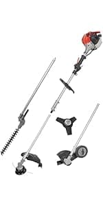25.4cc Gas-Powered 2-Cycle Attachment Capable Powerhead, Lightweight Grass Trimmer for Garden Edging & Lawn Care (Edger Combo)