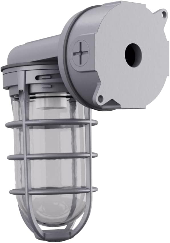 Lithonia Lighting Jelly Jar Light Fixture, Incandescent Utility Vapor Tight Wall Lamp, Industrial Style Wall Light for Indoor and Outdoor Use, 150W, 120V, Includes Junction Box, Grey (VW150I M12)