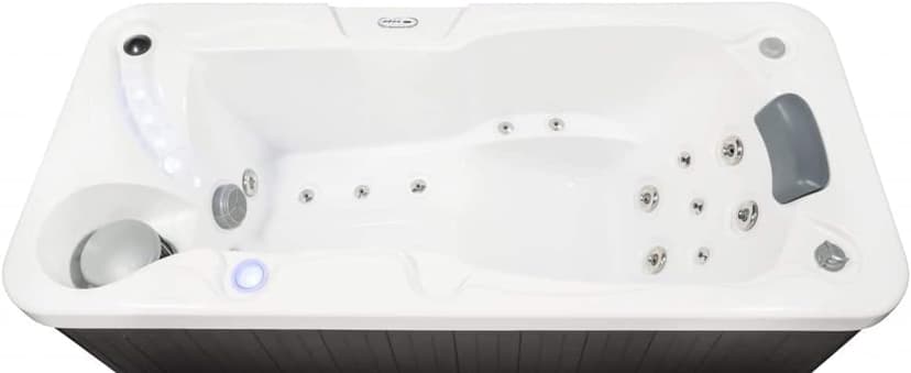 Hudson Bay HBSL 1-Person Hot Tub with 19 Therapy Jets and Digital Controls – White Acrylic Interior and Mocha Exterior Cabinet - Ideal for Indoor/Outdoor - Small and Portable Spa