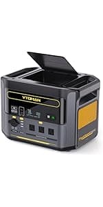 VTOMAN Jump 600X Portable Power Station, LFP Battery Powered Generator with 2x 600W AC Outlets (Surge 1200W), 4x USB ports, 3x DC Output for Outdoor Camping, Vehicle Emergency, Electric Backup