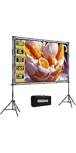 60 Inch Projector Screen, OKEDUO 4K 16:9 HD Portable Projection Movie Screen, Anti-Crease Indoor Outdoor, Simple Install, Easy Carrying Projection Screen for Home Theater Backyard