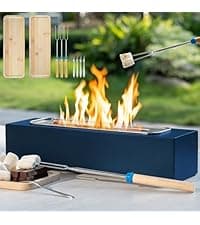 Tabletop Fire Pit with Smores Kit, Table Top Firepit Smores Maker, Portable Outdoor Fireplace Tabletop, Decor Home Patio Gifts for Women Mom Him Men - Mothers Day White Elephant Unique Gift, Black
