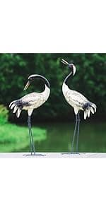 chisheen Outdoor Garden Crane Statues and Sculptures Metal Yard Art Statue for Garden Decoration Large Size