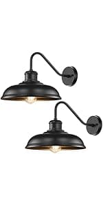 Outdoor Wall Lights - 2-Pack Black Wall Sconces, Farmhouse Barn Lights, Modern Indoor Wall Mount Lighting Fixtures with E26 Socket, Anti-Rust Waterproof Exterior Wall Lantern for Patio Porch Doorway