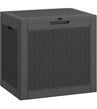 KAMABOKO 31 Gallon Outdoor Storage Box, Resin Deck Boxes Indoor and outdoor, Waterproof Storage Box Lockable Lid for Garden Tools, Package Delivery, Pool Supplies, Patio Cushions, Grey