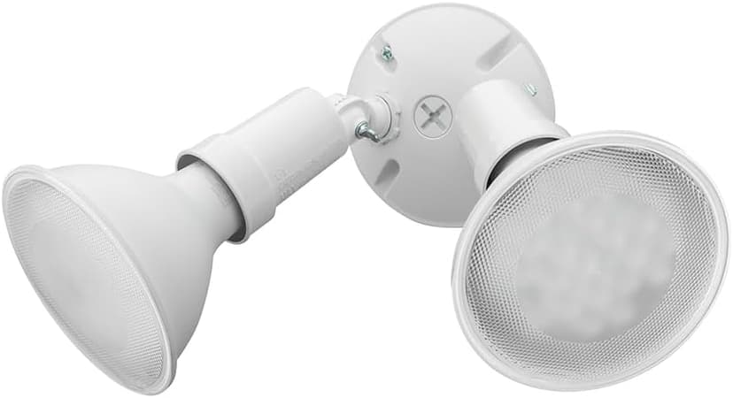 Lithonia Lighting Outdoor Flood Light Fixture, Adjustable Twin Par Flood Light Holder for Safety and Security, 120 Volts, Uses 2 Lamps Up to 150W (Not Included), White (OFTH 300PR 120 WH M12)
