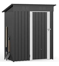 DWVO 8x6ft Metal Outdoor Storage Shed with Window, Lockable Tool Storage Sheds, Oversized Steel Garden Sheds with Sloped Roof for Backyard, Patio, Garage, Lawn, Dark Gray