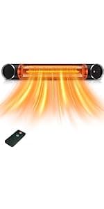 Hanging Patio Heater, Outdoor/Indoor Electric Infrared, Ceiling Heater with 3 Adjustable Modes 600W/900W/1500W.