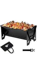 Charcoal Grills Commercial Quality Portable Multiple Size Hibachi BBQ Lamb Skewer Folded Camping Barbecue Grill for Garden Backyard Party Picnic Travel Outdoor Cooking Use(31.6x7.1x5.1 inch)