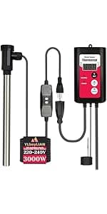 1800W Immersion Water Heater Portable Electric Hot Tub & Pool Fully Submersible Water Heater with Thermostat, GFCI Leakage Protection for Bathtub, Buckets, Swimming Pool, Baptistry, Pools