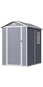 Greesum Outdoor Horizontal Resin Storage Sheds 34 Cu. Ft. Weather Resistant Resin Tool Shed, Extra Large Capacity Weather Resistant Box for Bike, Garbage Cans, Lawnmowe, Without Divider, White