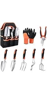 Garden Shovel Garden Hand Trowel, Heavy Duty Hand Shovel with Ergonomic Handle, Small Gardening Tools for Digging, Rust Resistant Gardening Spade Trowel Tools, Orange