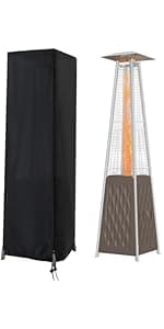 Patio Heater Cover, Outdoor Standing Square Heater Covers with Zipper Waterproof Windproof Thicker Oxford (Black, 87" H x 21" W x 24" D Inch)