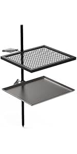 Stanbroil Fire Pit Campfire Grill Grate - Stainless Steel Swing Cooking Stand BBQ Grill, Portable Campfire Barbecue Rack for Outdoor Open Fire Cooking Camping