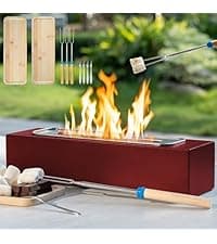 Tabletop Fire Pit with Smores Kit, Table Top Firepit Smores Maker, Portable Outdoor Fireplace Tabletop, Decor Home Patio Gifts for Women Mom Him Men - Mothers Day White Elephant Unique Gift, Black