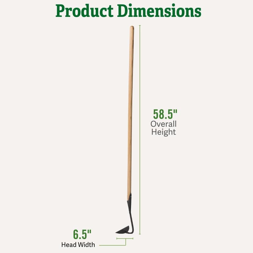 Gardener's Supply Company Supply Lifetime Half-Moon Hoe, Heavy Duty Forged Steel with Ergonomic Hardwood Handle, Gardening Hand Tool for Weeding and Loosening Soil